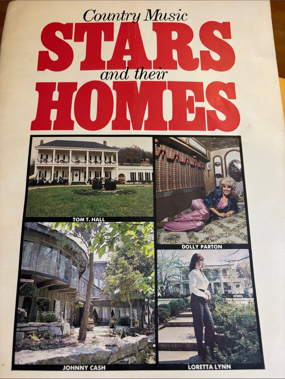 Country Music Stars and Their Homes Poster - Red and White